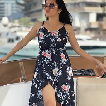 Floral Front Slit Summer Dress